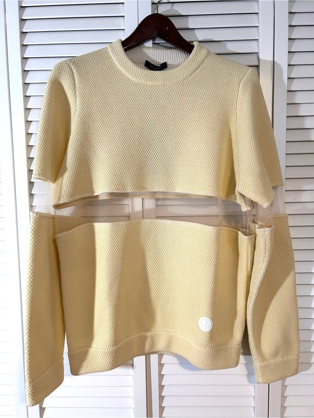 Louis Vuitton Pale Yellow Cropped Panel Knit Sweater